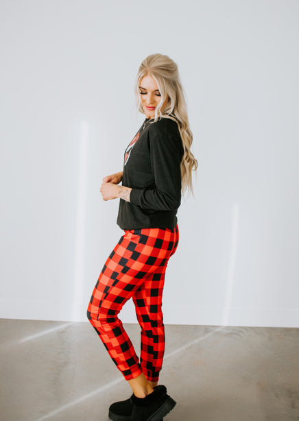 Wine Plaid Pajama Set