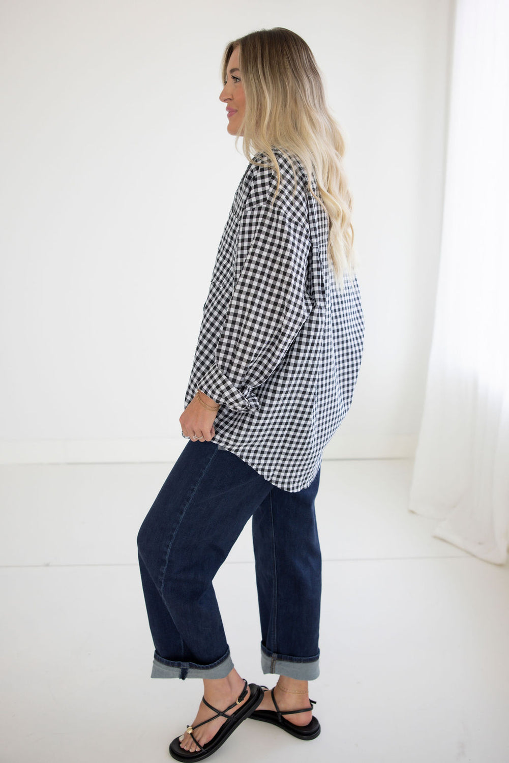Britten Gingham Button Down Top