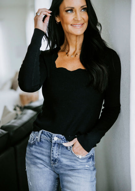 Finley Scallop Knit Top product view