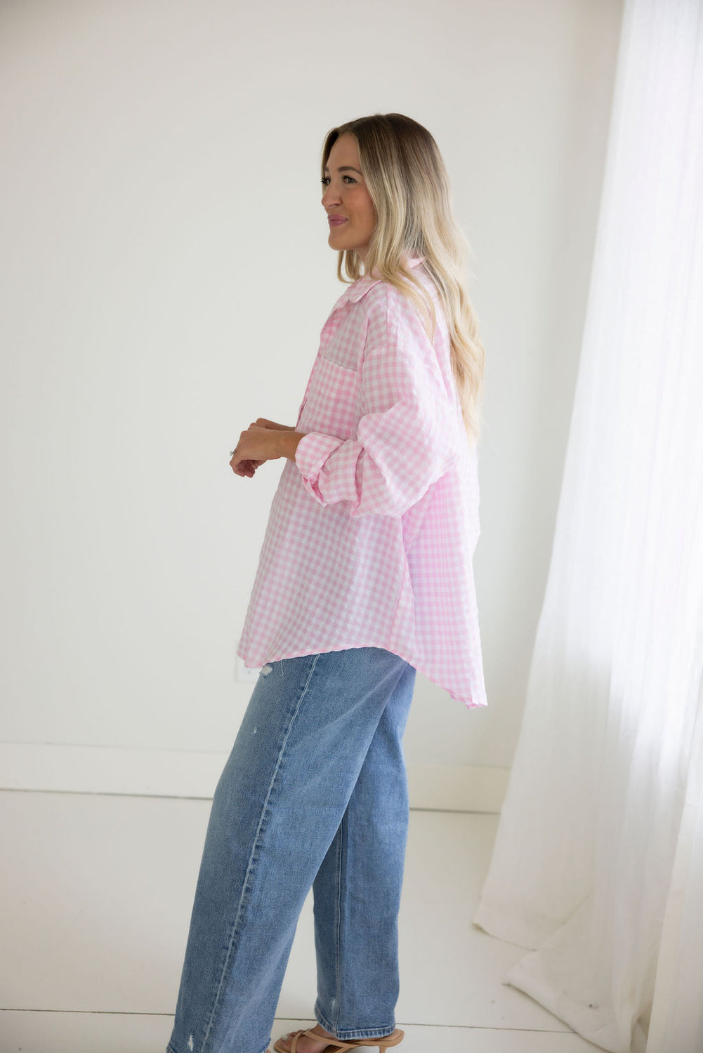 Britten Gingham Button Down Top