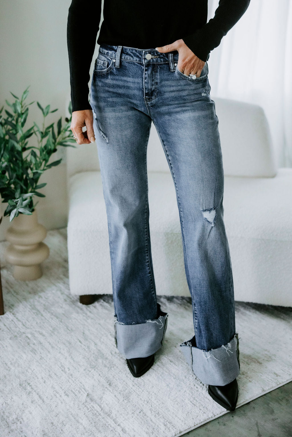 image of Raylan Petra Cuffed Flare Jeans
