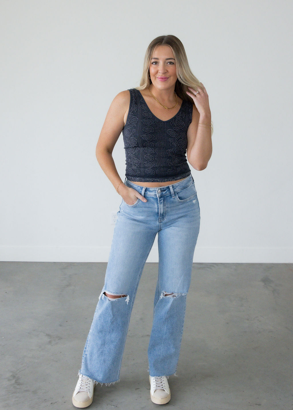 Lillah Floral V-Neck Tank