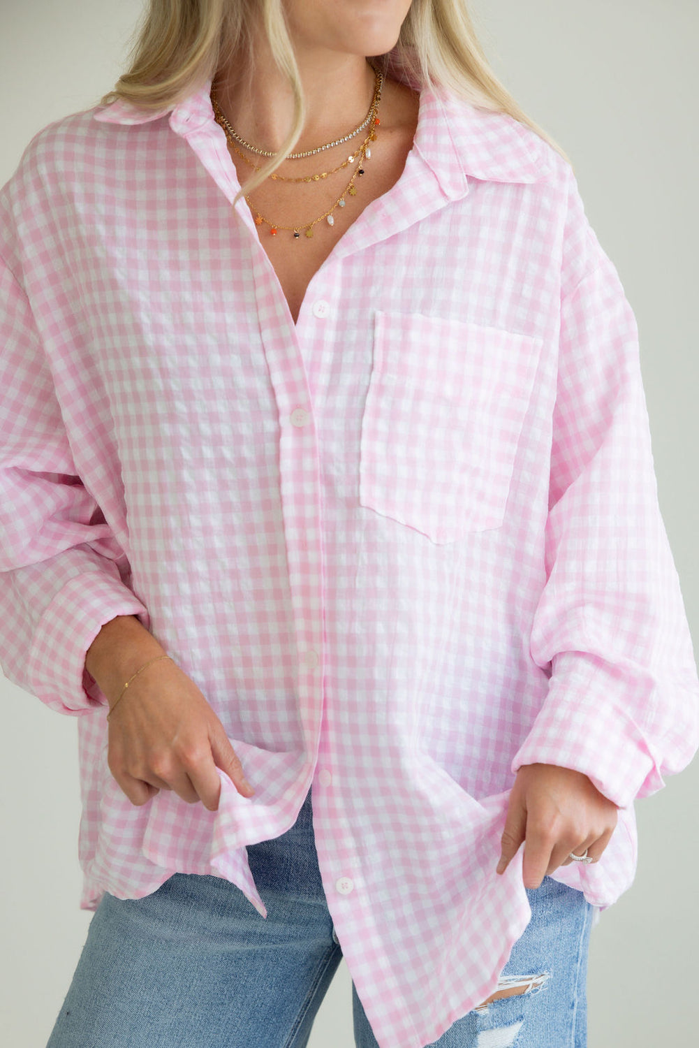 Britten Gingham Button Down Top