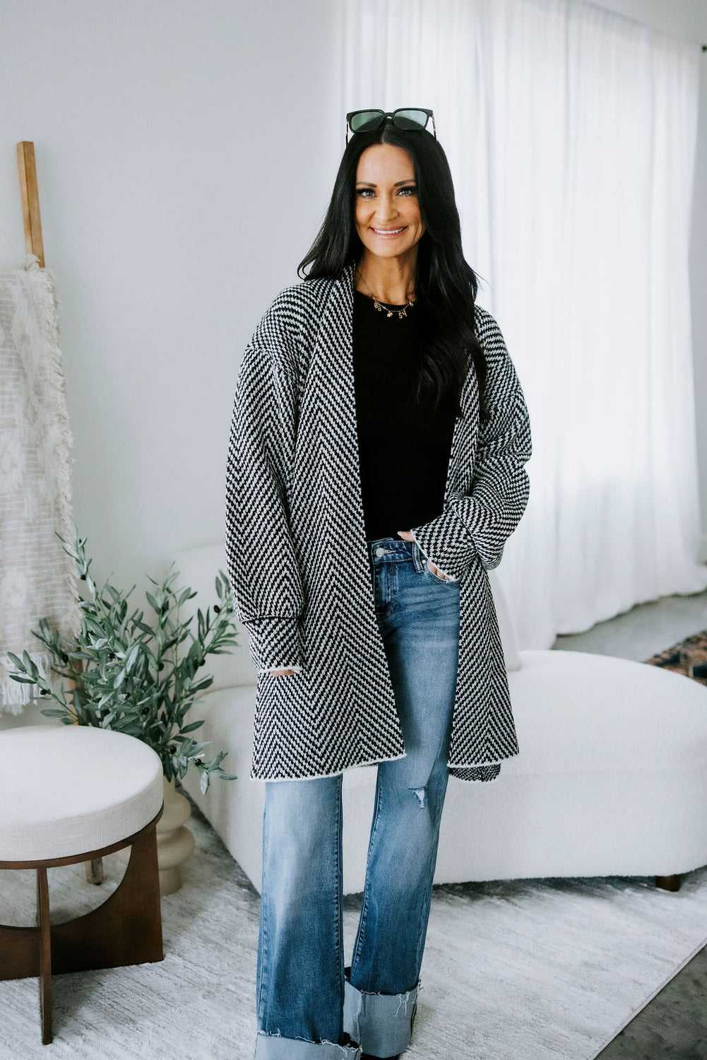 Donahue Herringbone Cardigan