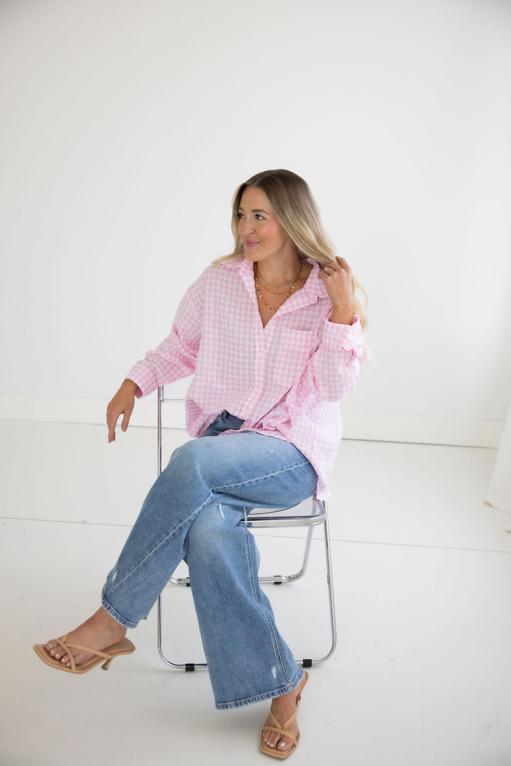 Britten Gingham Button Down Top
