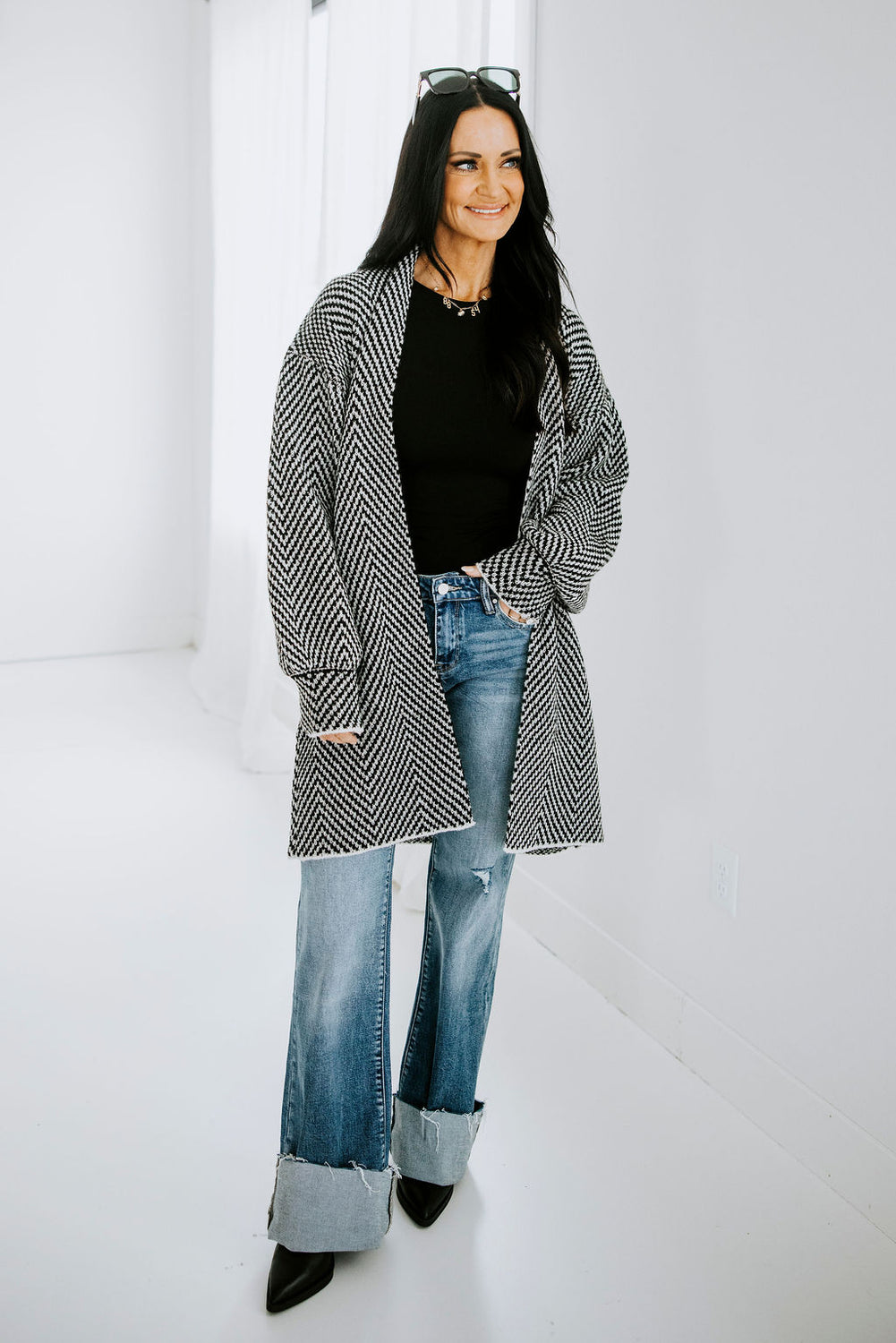Donahue Herringbone Cardigan