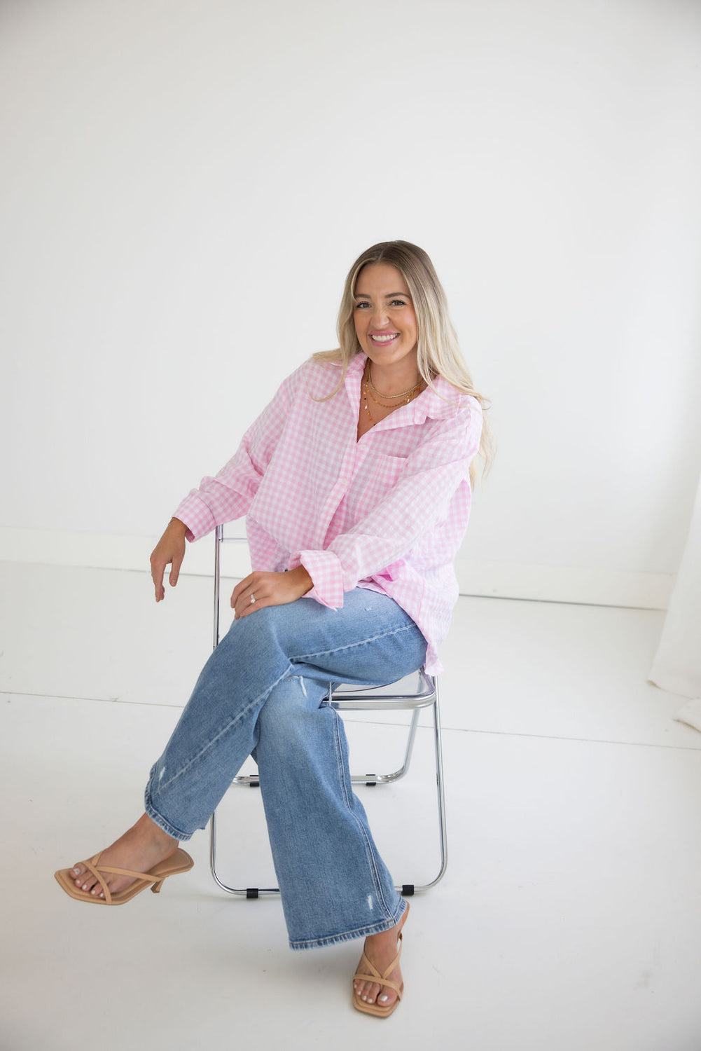 Britten Gingham Button Down Top