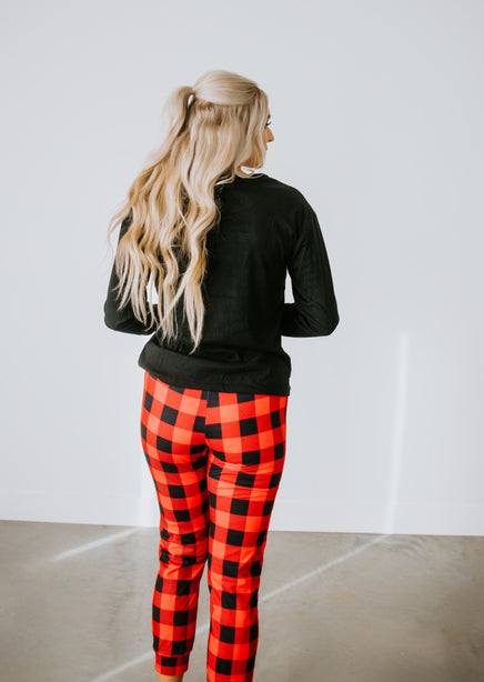 Wine Plaid Pajama Set