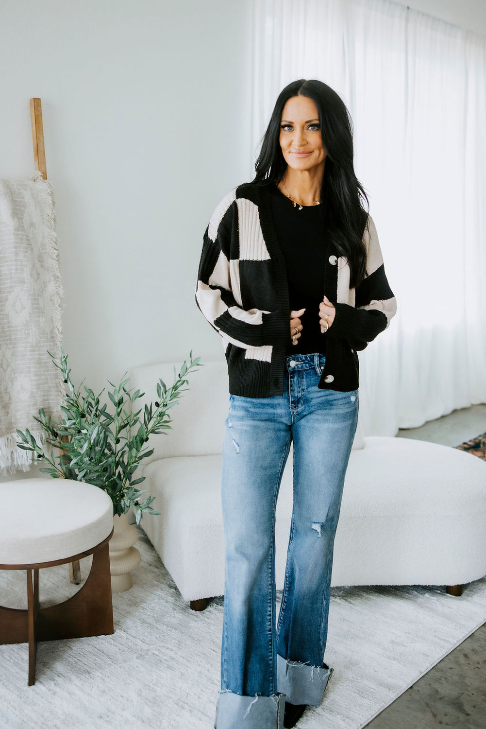 Ianna Checkered Cardigan