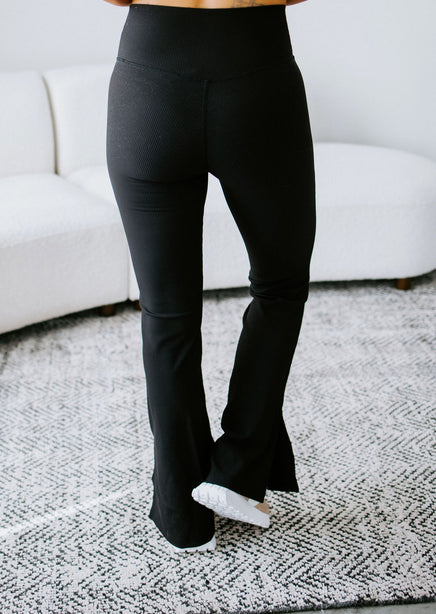  Womens High Waisted Ribbed Yoga Pants Crossover