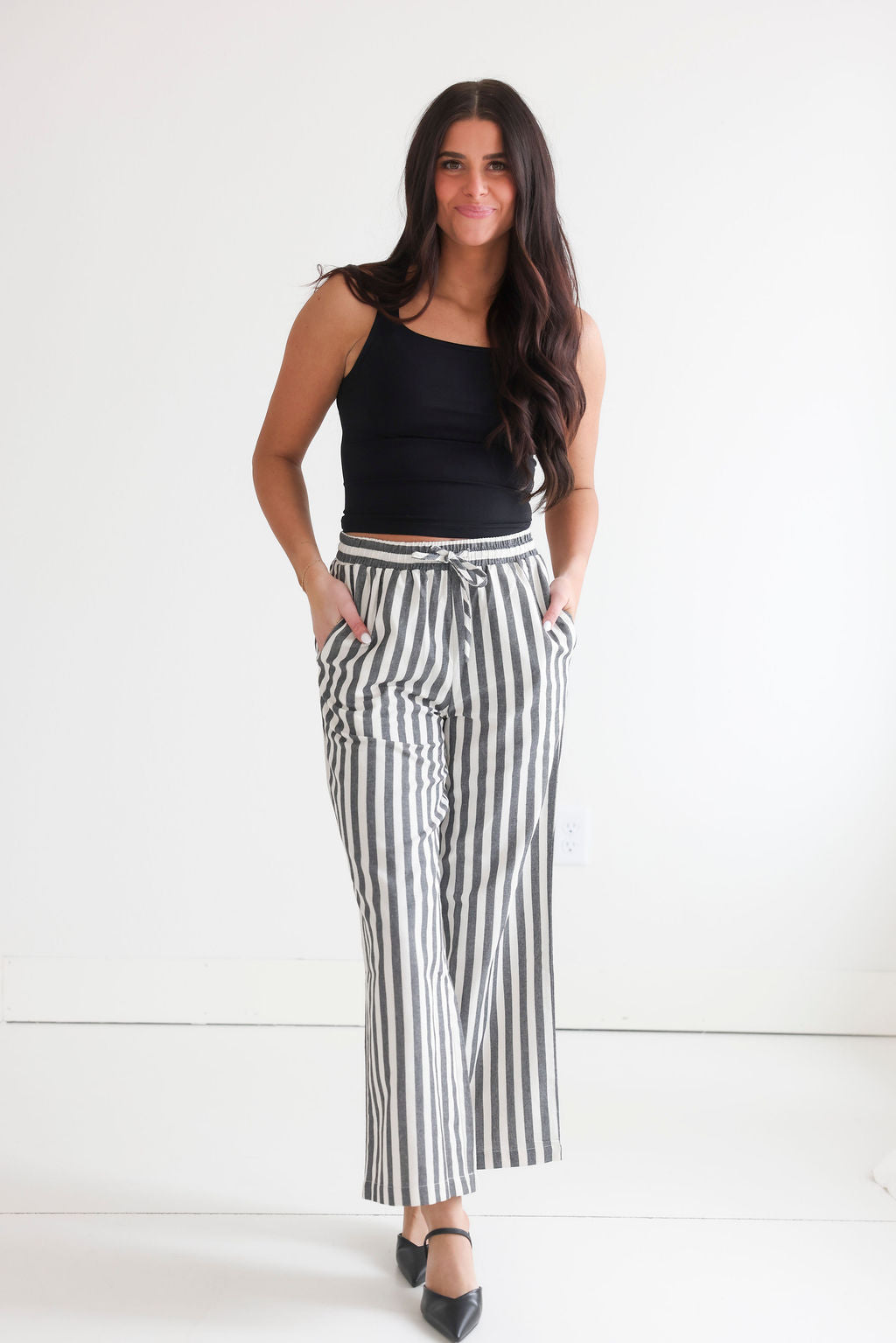 image of Addison Striped Wide Leg Pants