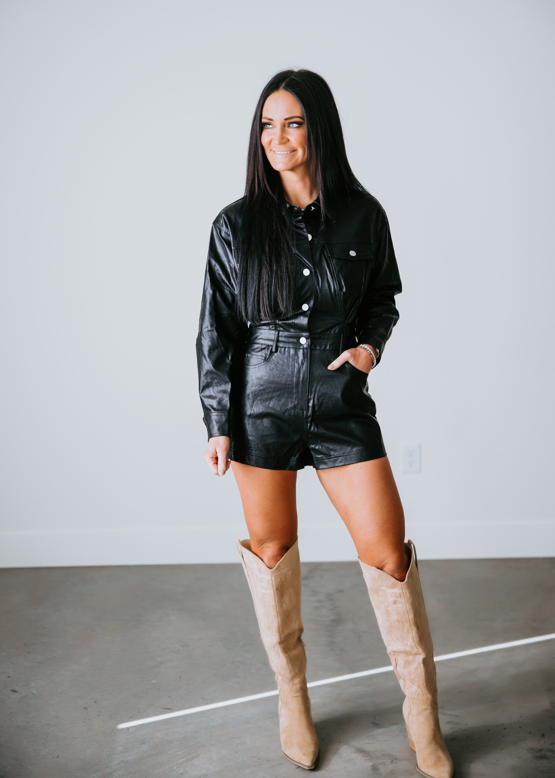 image of Brody Faux Leather Romper
