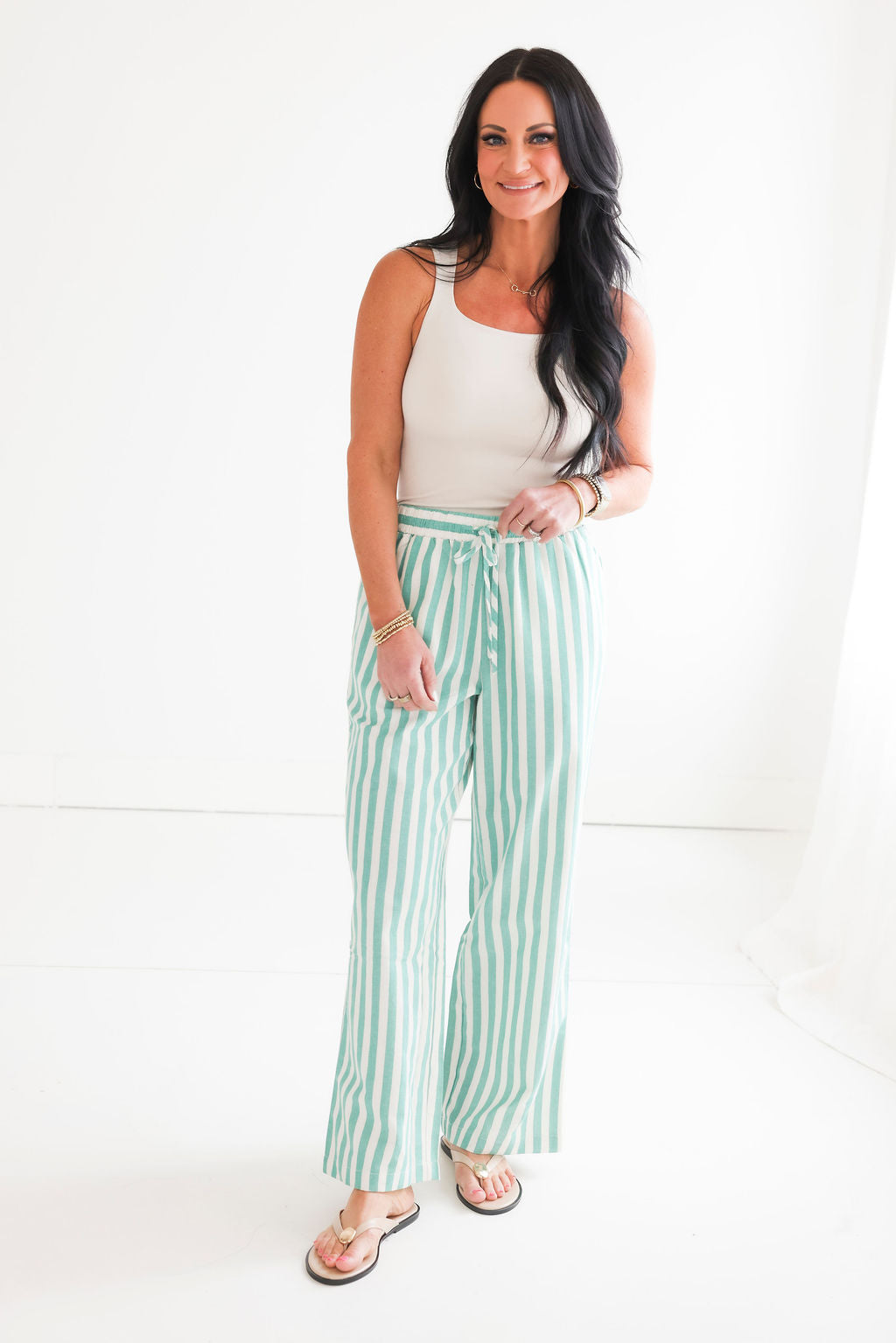 image of Addison Striped Wide Leg Pants