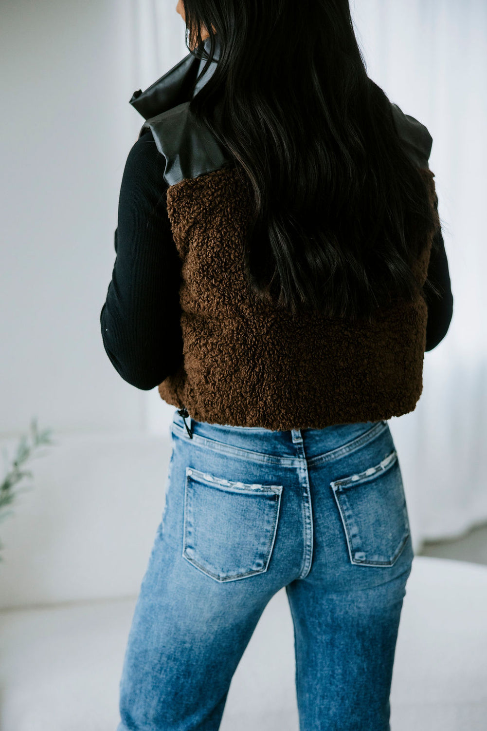 Bristol Faux Leather Sherpa Puffer Vest