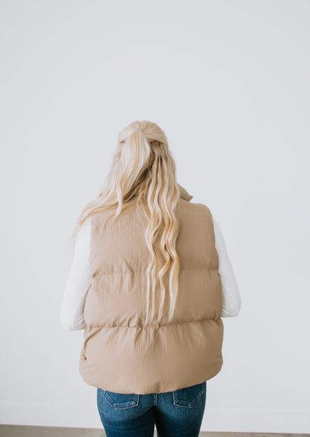 Jenna Denim Layered Puffer Vest