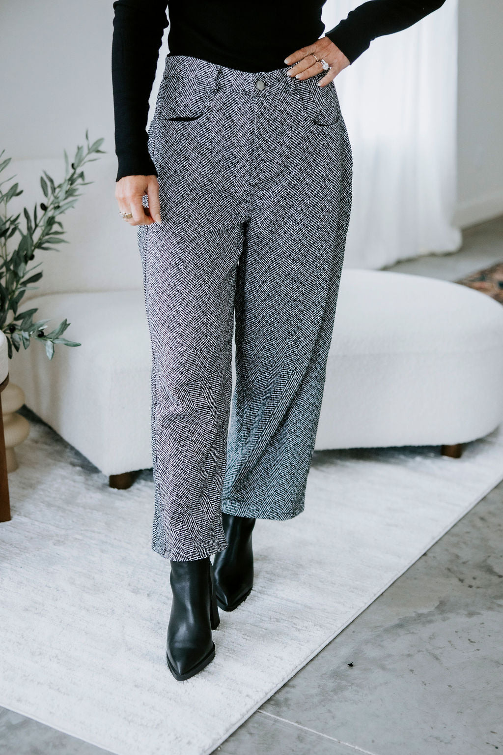 image of Charli Herringbone Barrel Pants