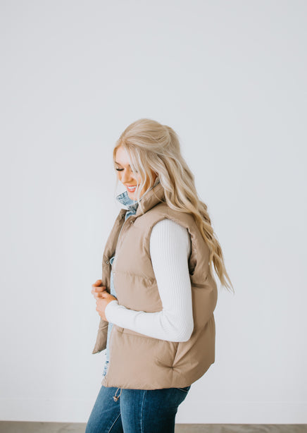 Jenna Denim Layered Puffer Vest