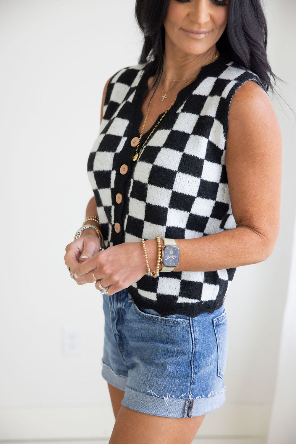 Alicia Crochet Checkered Vest