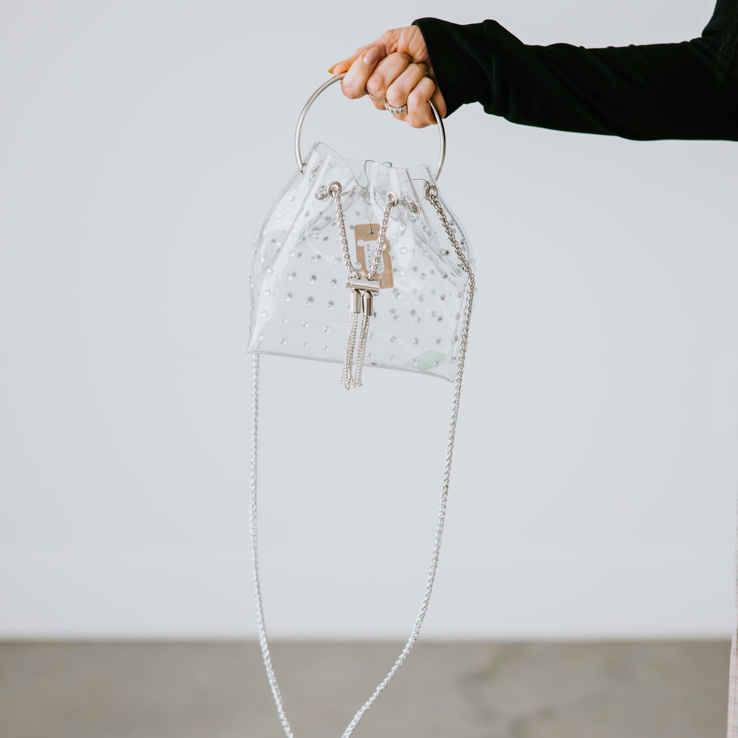 Shine Time Studded Bucket Bag