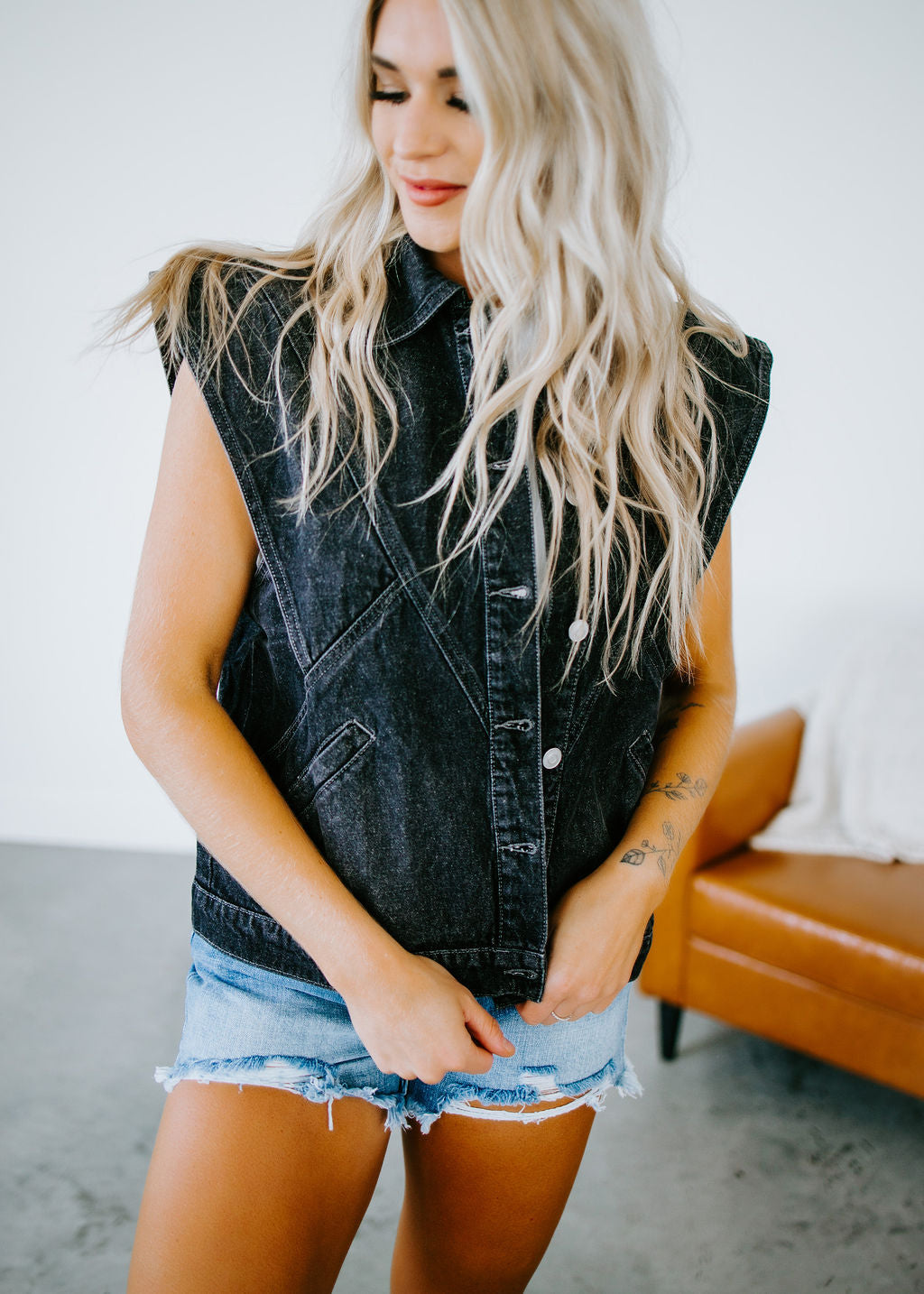 Aster Washed Denim Vest