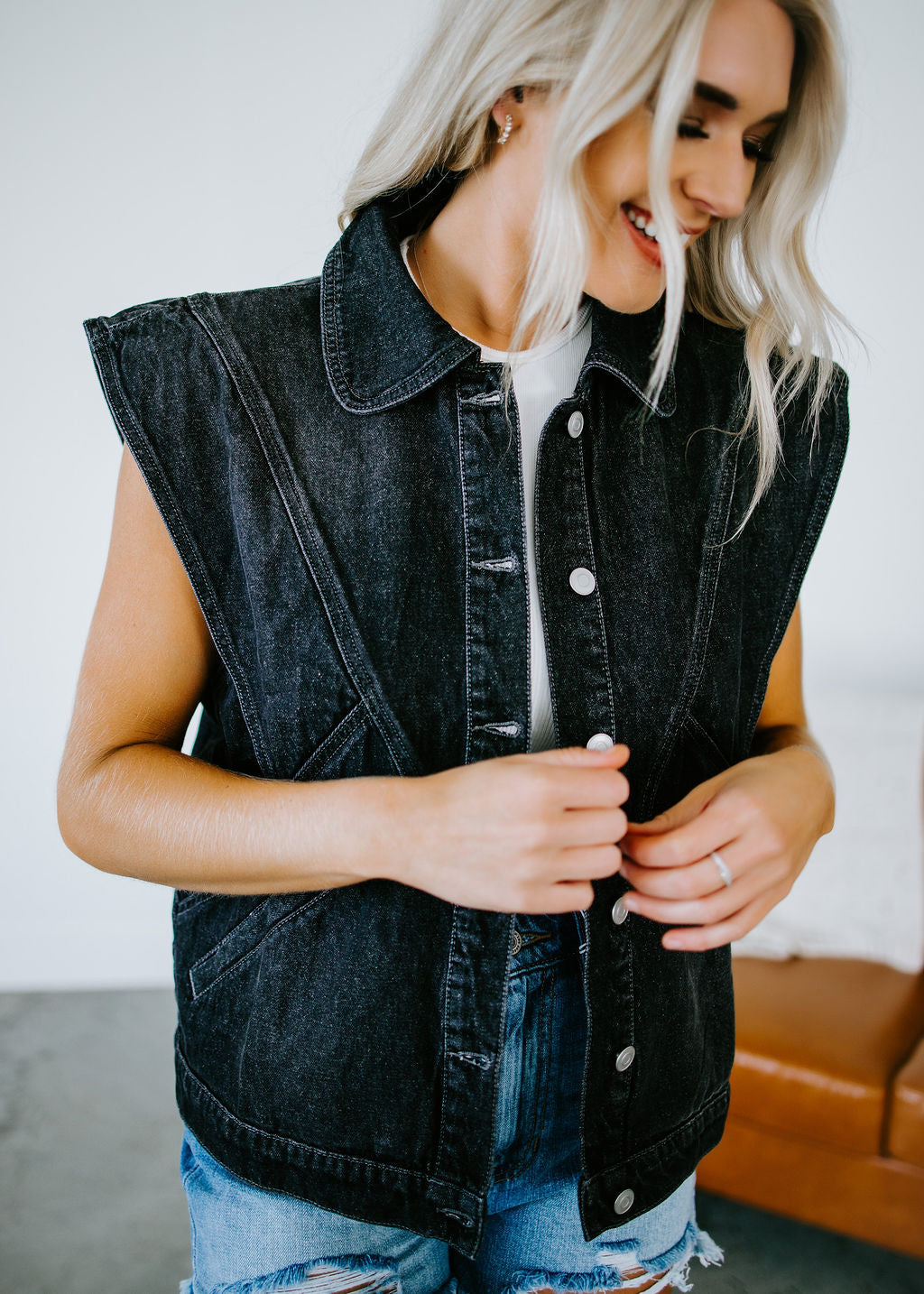 Aster Washed Denim Vest