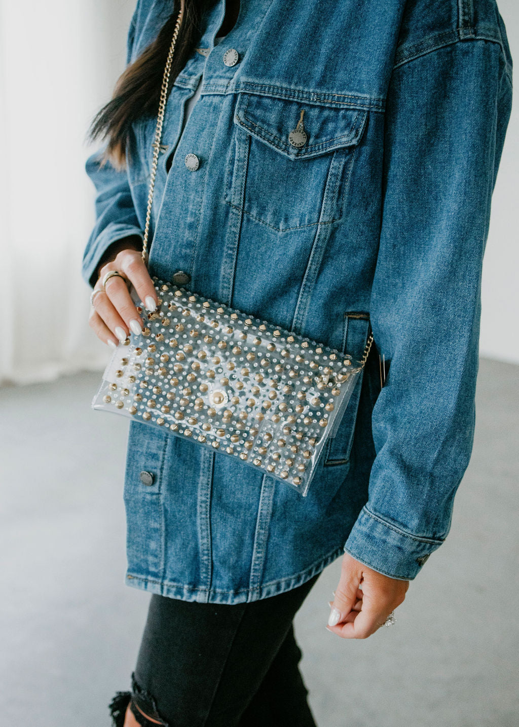 Ira Clear Studded Crossbody Bag