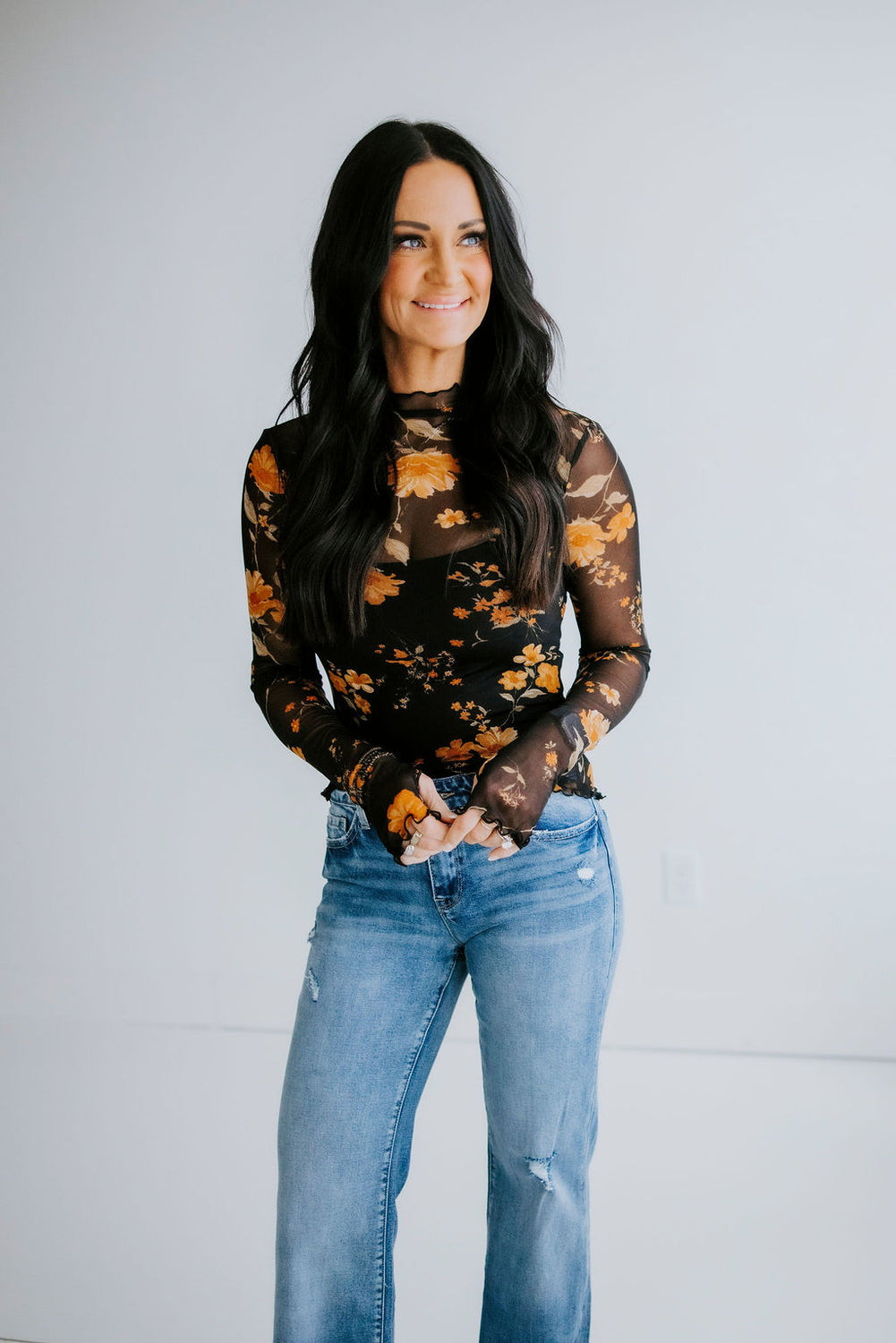 Korin Floral Mesh Long Sleeve