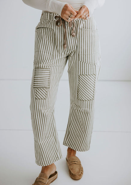 Ronnie Striped Twill Barrel Pants product view