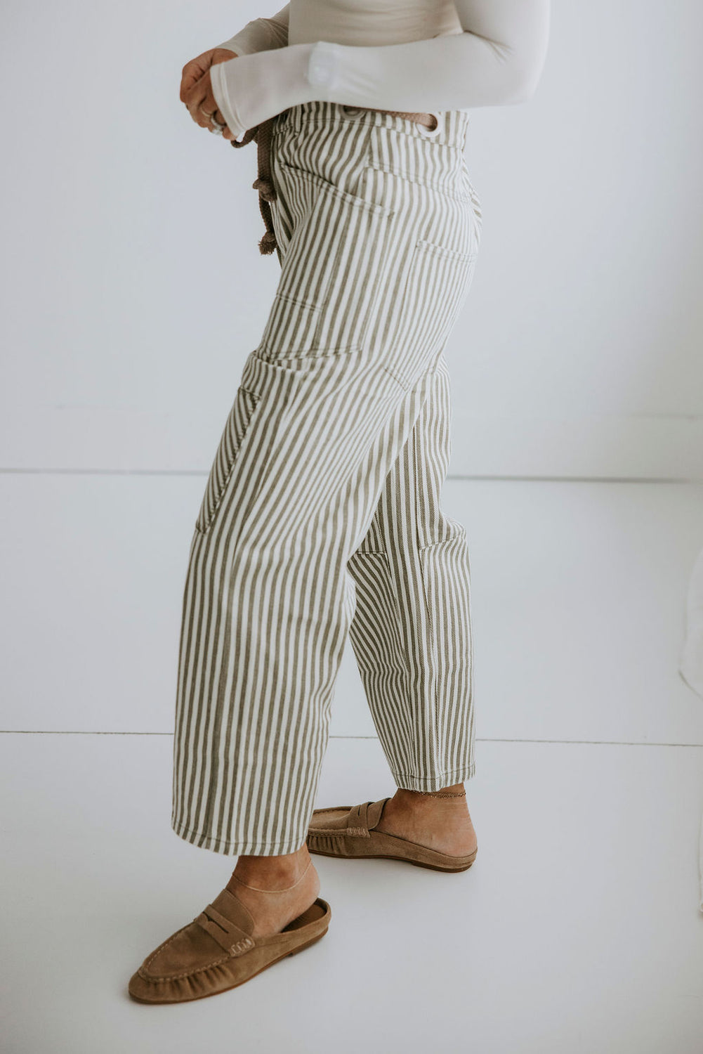 Ronnie Striped Twill Barrel Pants