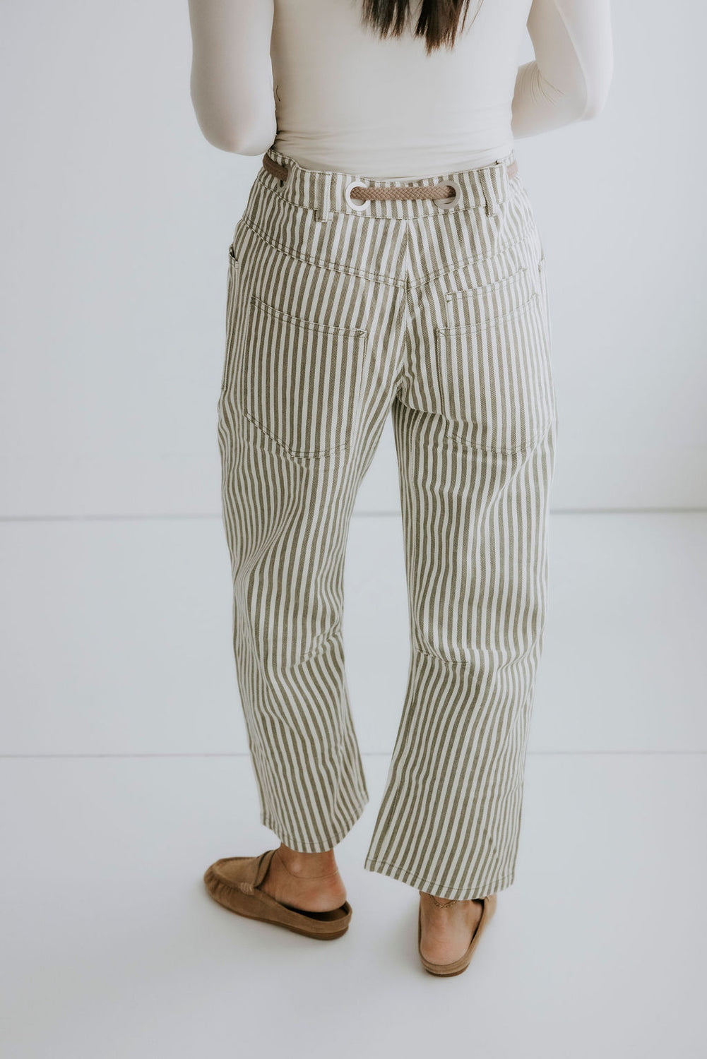 Ronnie Striped Twill Barrel Pants