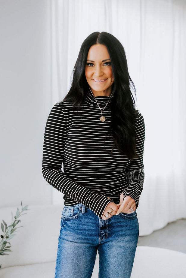 Jules Striped Turtleneck Top
