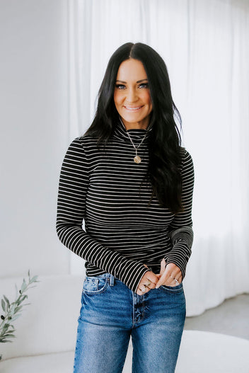 Jules Striped Turtleneck Top