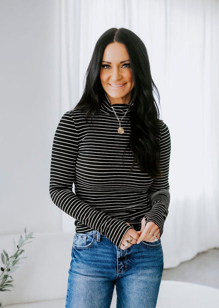 Jules Striped Turtleneck Top product view