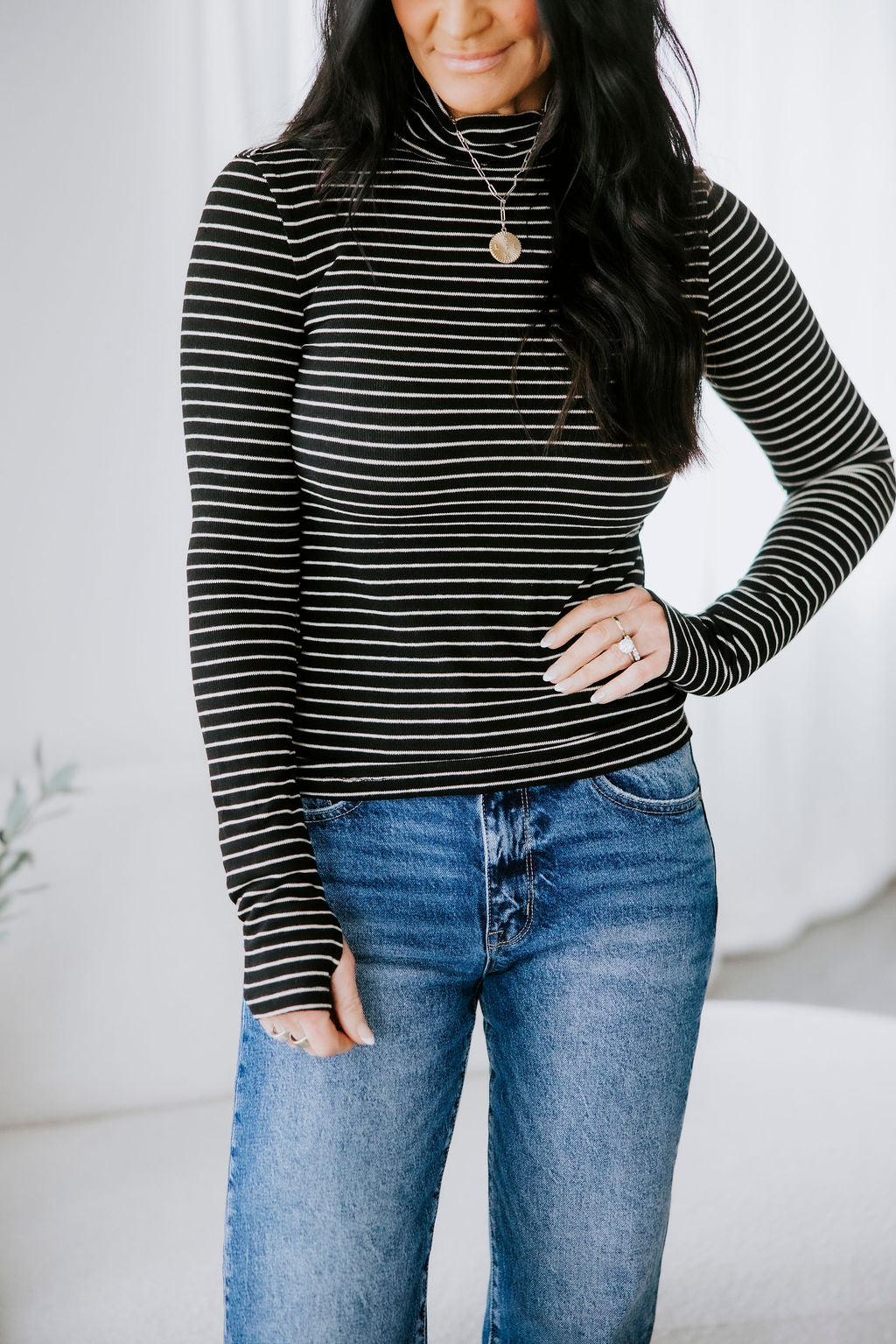 image of Jules Striped Turtleneck Top