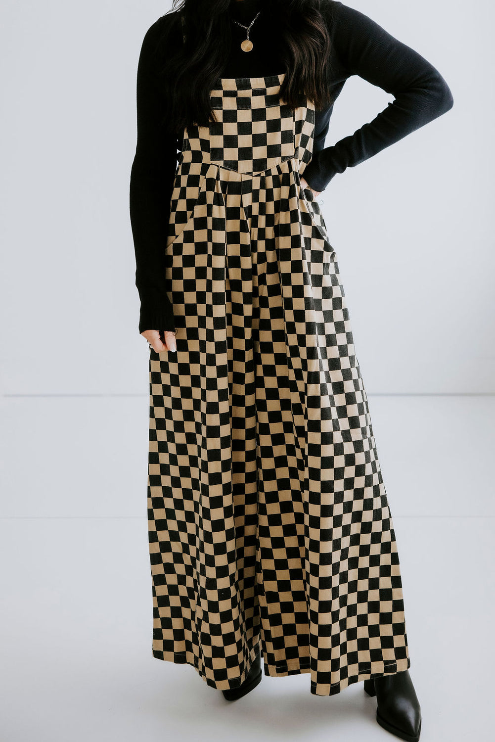 Ajay Checkered Wide Leg Overalls