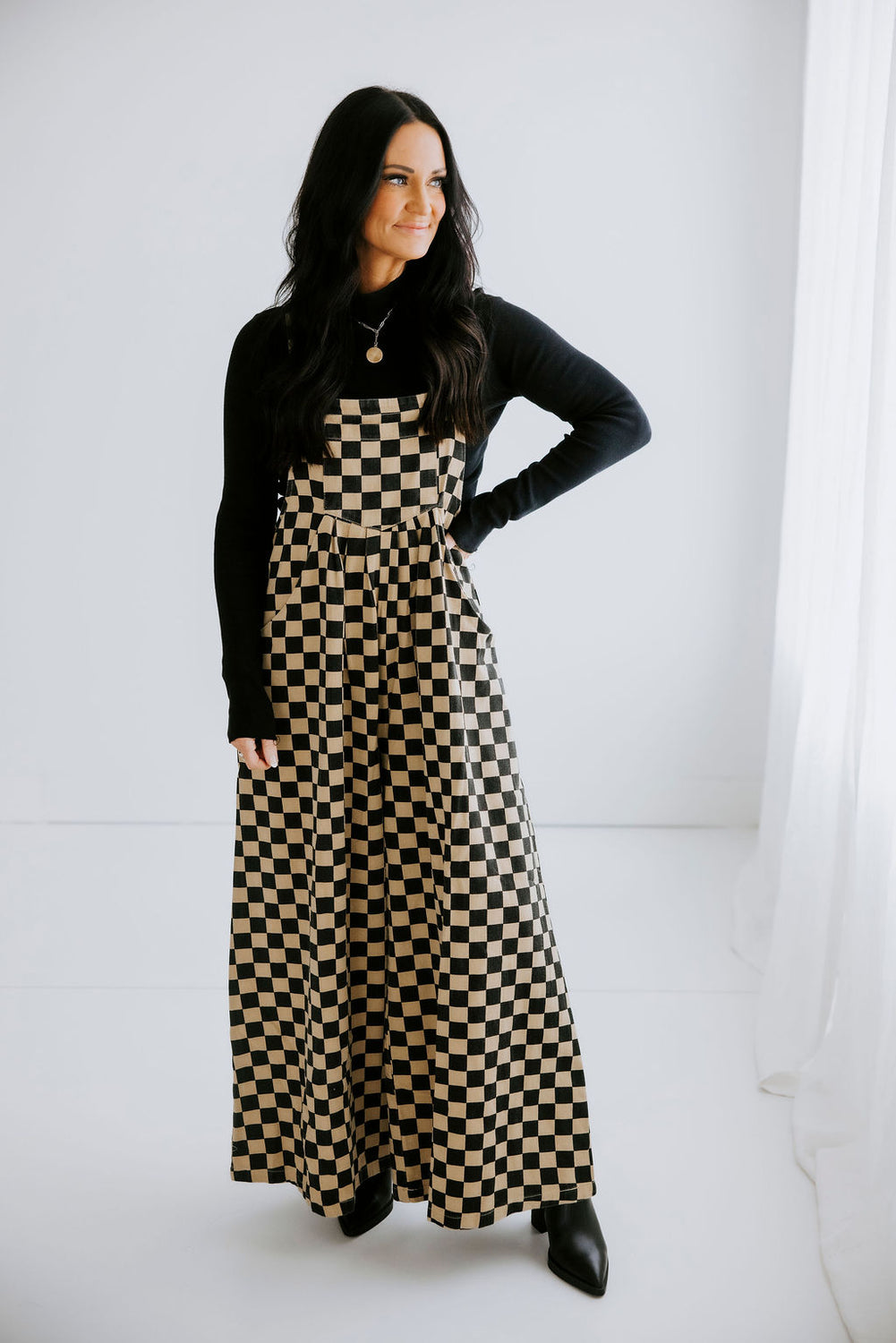 Ajay Checkered Wide Leg Overalls