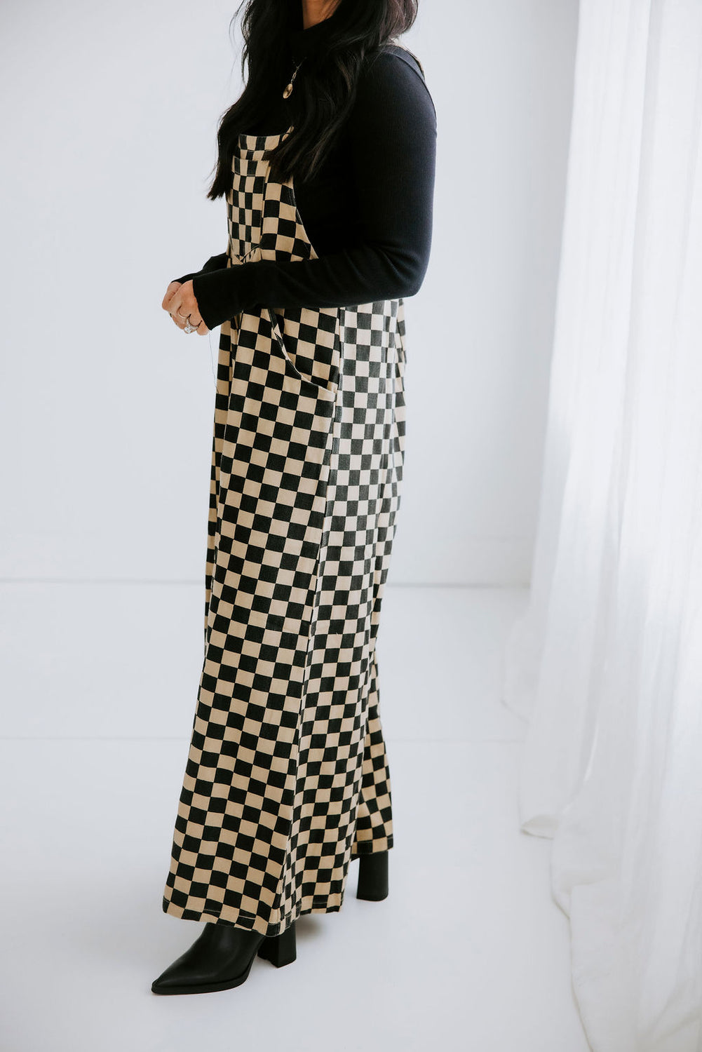 Ajay Checkered Wide Leg Overalls