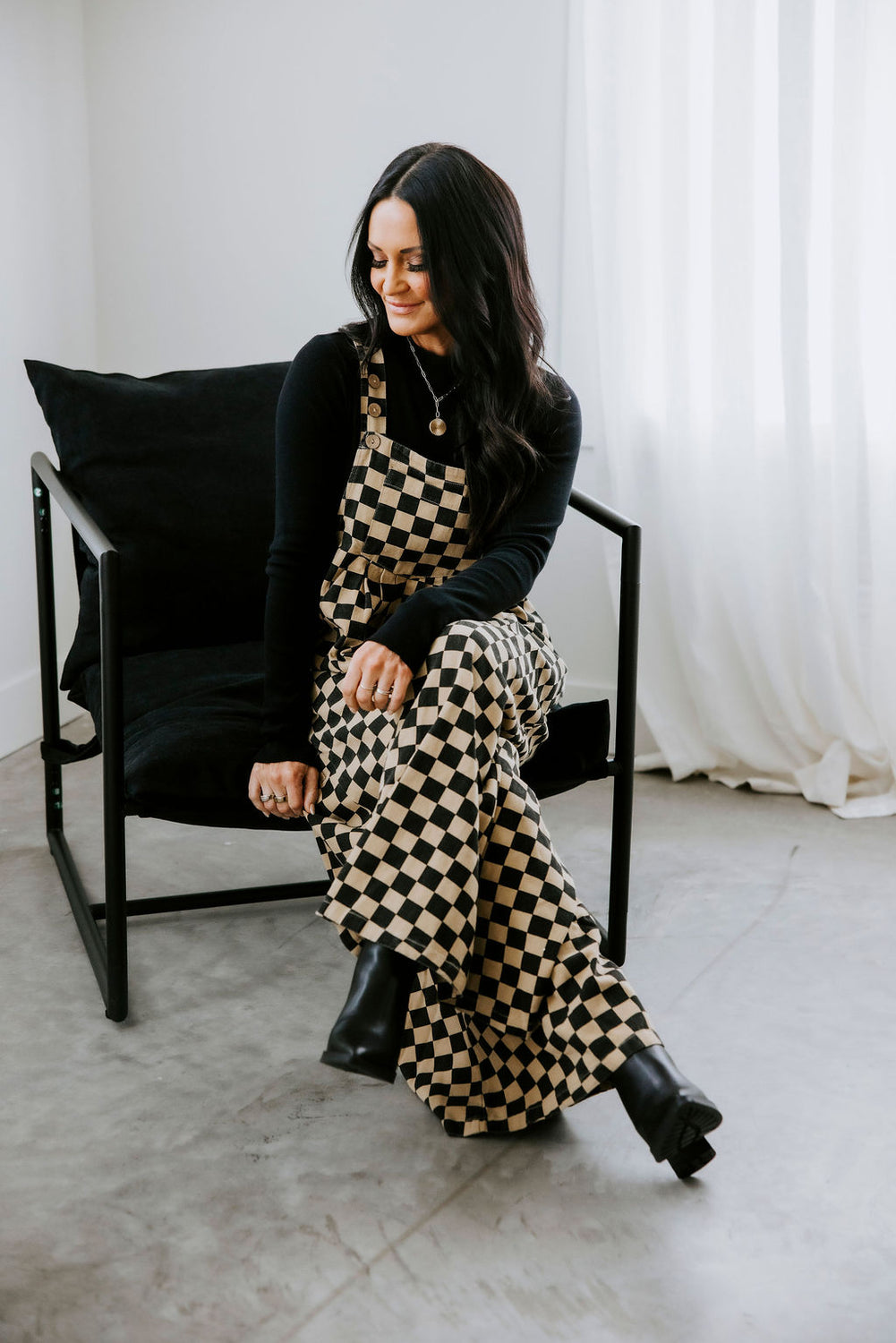 Ajay Checkered Wide Leg Overalls