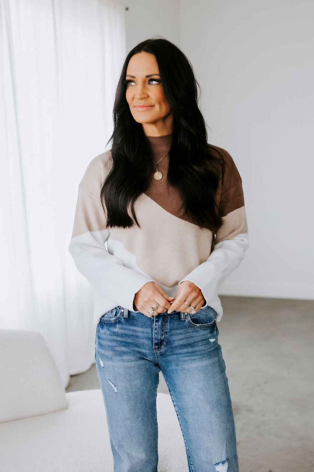 Joanie Tri Color Knit Sweater