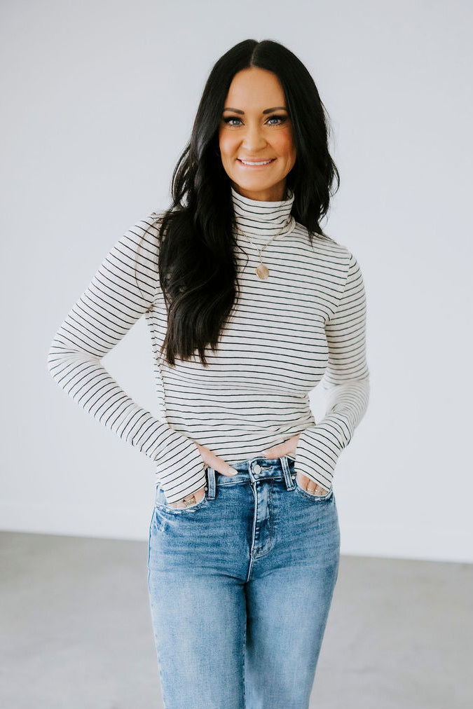 image of Jules Striped Turtleneck Top