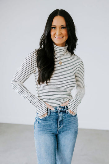 Jules Striped Turtleneck Top