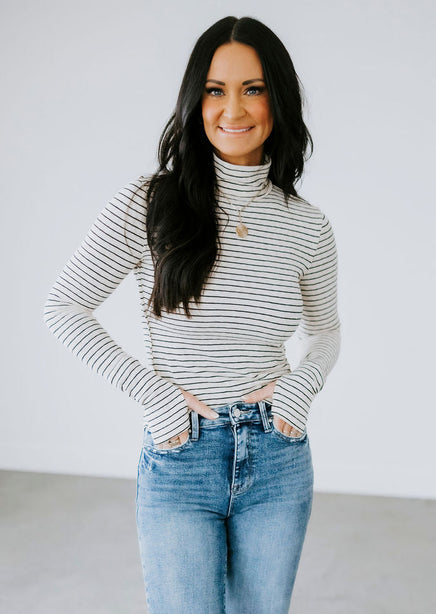 Jules Striped Turtleneck Top product view