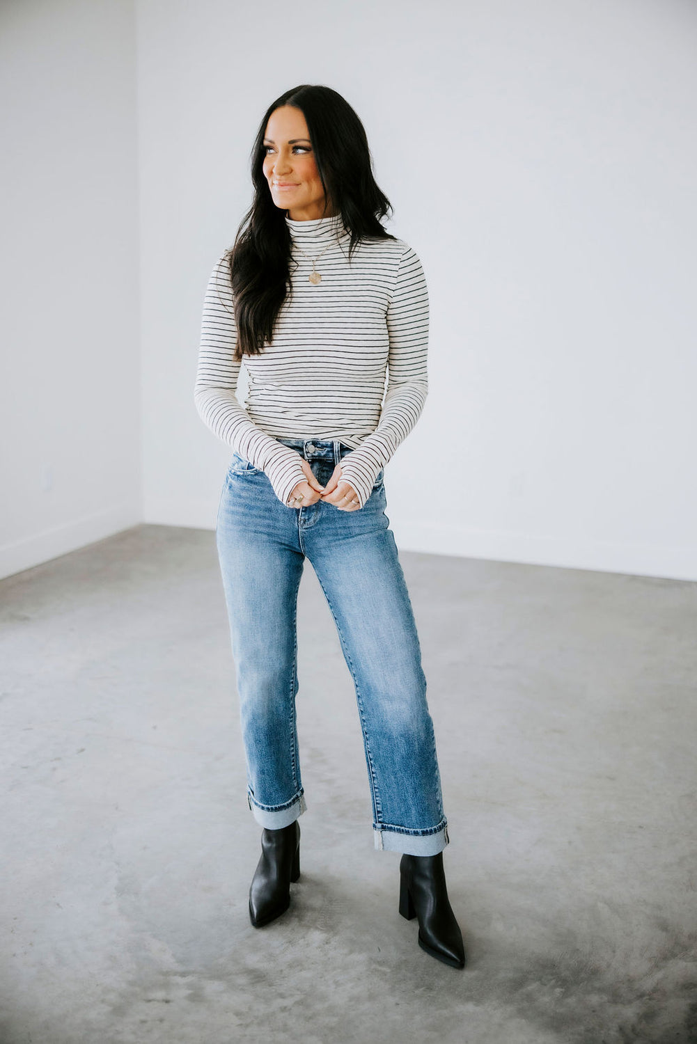 Jules Striped Turtleneck Top