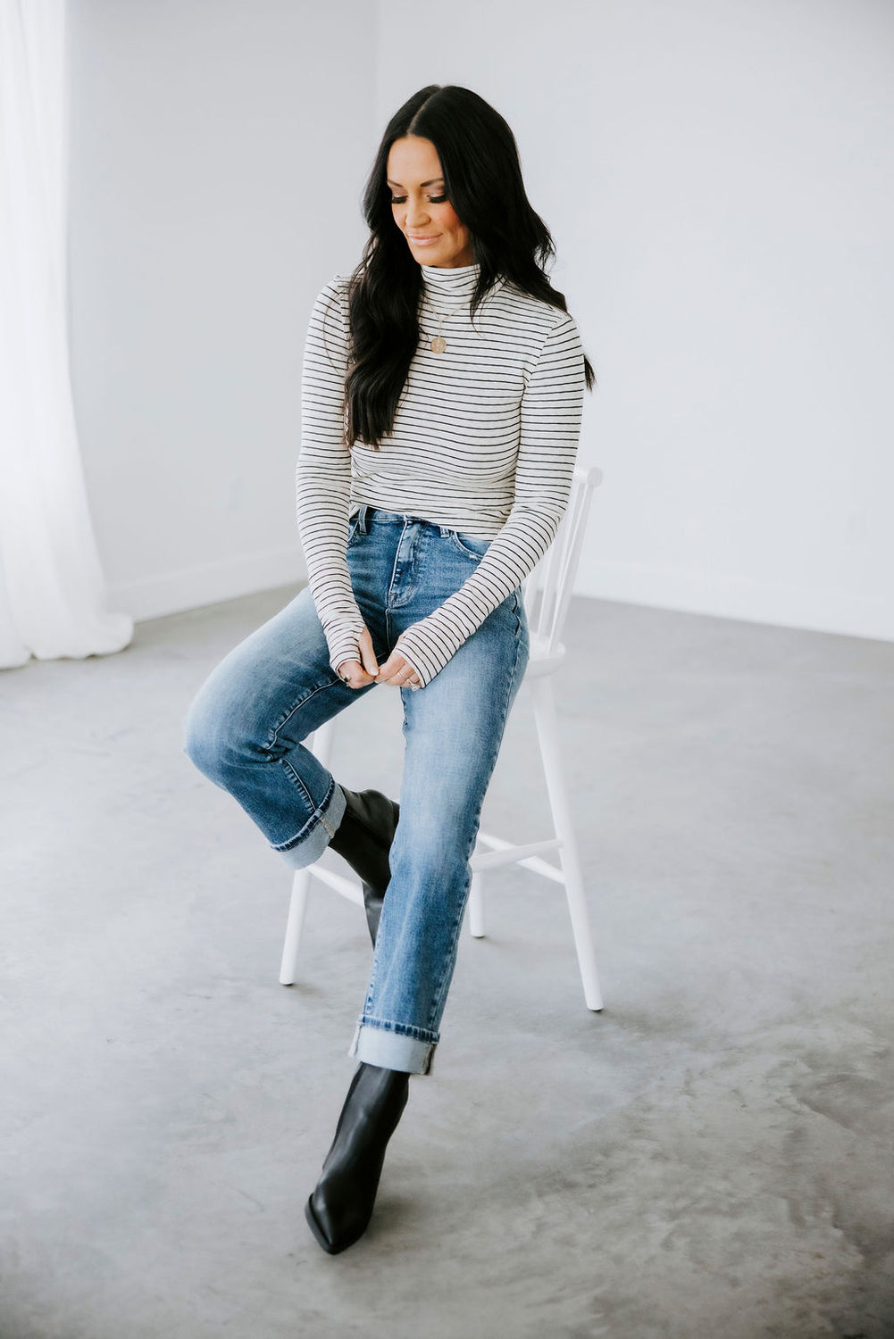 Jules Striped Turtleneck Top