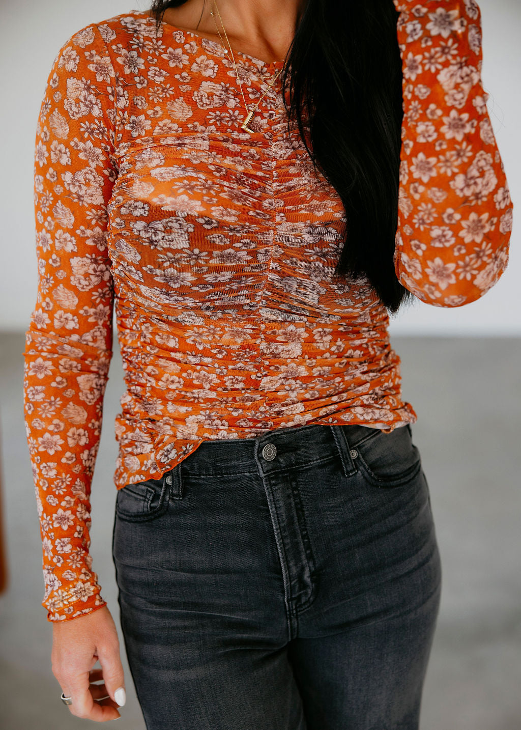 Deniz Sheer Floral Top