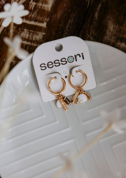 Football Multi Charm Hoop Earrings product view