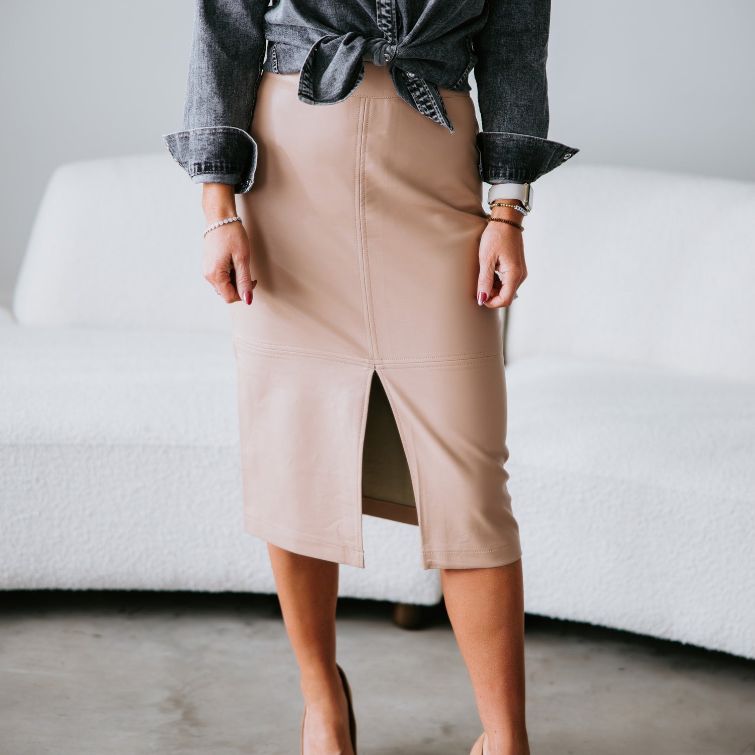 Ivana Faux Leather Midi Skirt – Lauriebelles