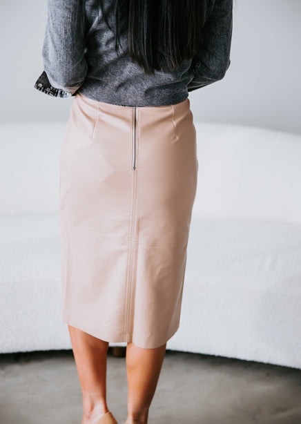 Ivana Faux Leather Midi Skirt