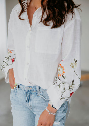 Holden Embroidered Sleeve Button Down