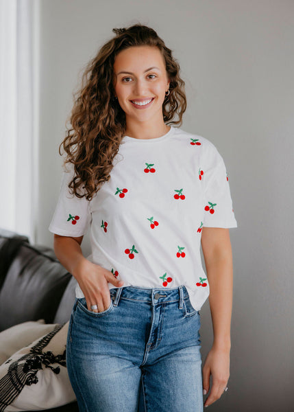 Cherry Embroidered Tee | Lauriebelles